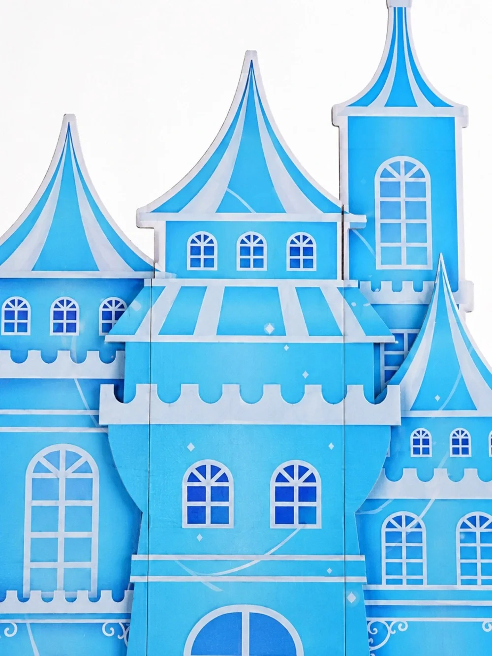 EARTHSON 5.2 Ft Blue Ice Princess Cardboard Castle Party Backdrop New